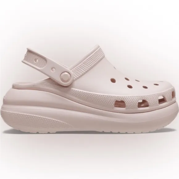 CROCS Classic Crush platform Clog pale pink shimmer sparkle size 8
