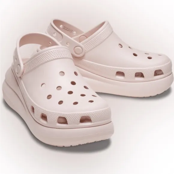 CROCS Classic Crush platform Clog pale pink shimmer sparkle size 8