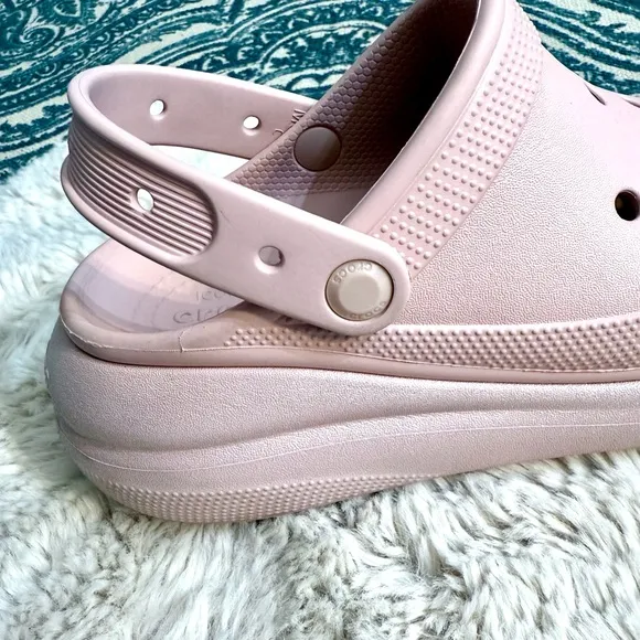 CROCS Classic Crush platform Clog pale pink shimmer sparkle size 8