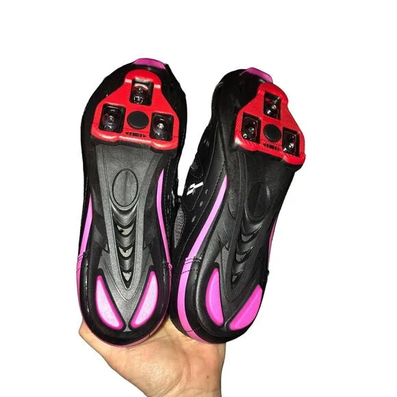CyclingDenl Size 38 Road Bike Shoes - Black And Pink Brand New!