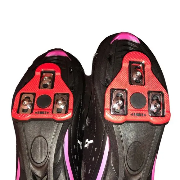 CyclingDenl Size 38 Road Bike Shoes - Black And Pink Brand New!