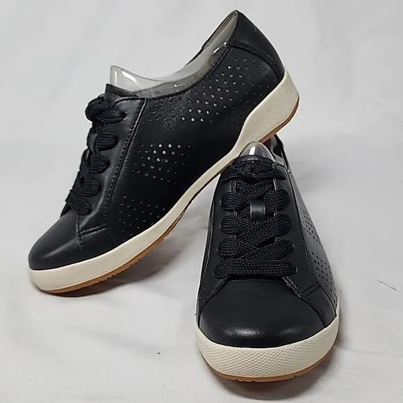 DANSKO ORLI NAPPA LEATHER PERFORATED SNEAKERS LADIES SIZE 36 BLACK