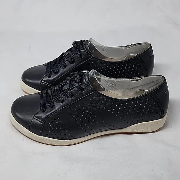 DANSKO ORLI NAPPA LEATHER PERFORATED SNEAKERS LADIES SIZE 36 BLACK