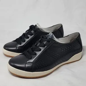 DANSKO ORLI NAPPA LEATHER PERFORATED SNEAKERS LADIES SIZE 36 BLACK