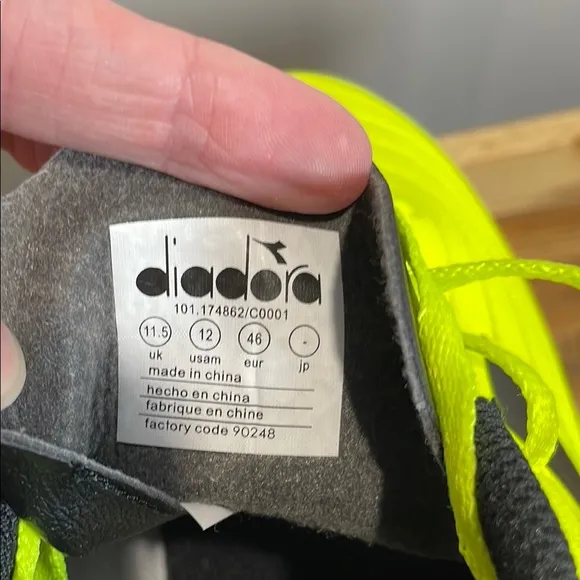Diadora Yellow and Black Turf Soccer Shoes