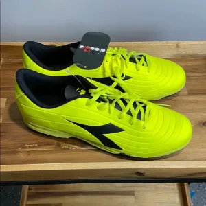 Diadora Yellow and Black Turf Soccer Shoes