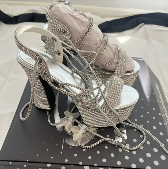Dolls Kill × Poster Girl Rhinestone &amp; Butterfly Platform Heels (8) No Box