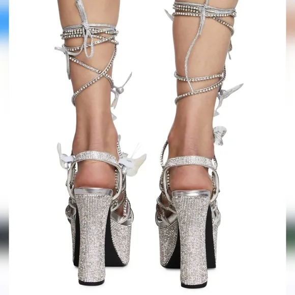 Dolls Kill × Poster Girl Rhinestone &amp; Butterfly Platform Heels (8) No Box