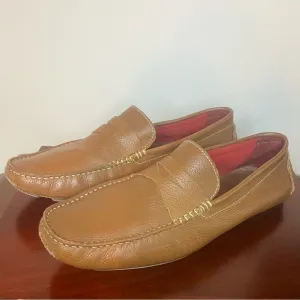 DONALD J PLINER Varran Leather Loafer Slip On Driving Shoes 11M Brown Cognac