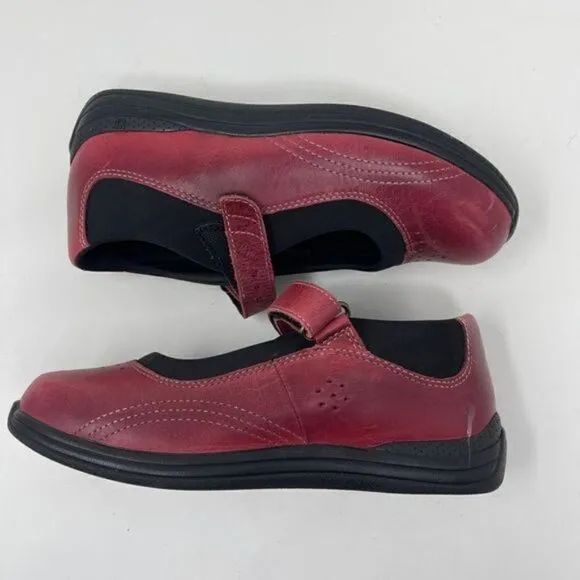 Drew Rose Women's Cushioned Mary Jane Shoes Closed Toe Leather Red 6.5
