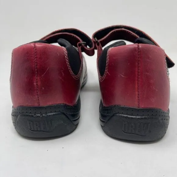Drew Rose Women's Cushioned Mary Jane Shoes Closed Toe Leather Red 6.5