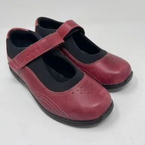 Drew Rose Women's Cushioned Mary Jane Shoes Closed Toe Leather Red 6.5
