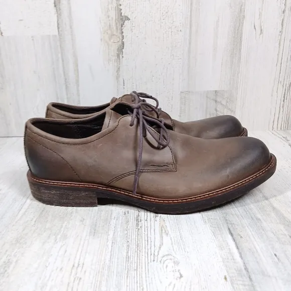 Ecco Dark Clay Leather Lace-Up Business Casual Oxford Shoes #113