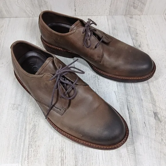 Ecco Dark Clay Leather Lace-Up Business Casual Oxford Shoes #113