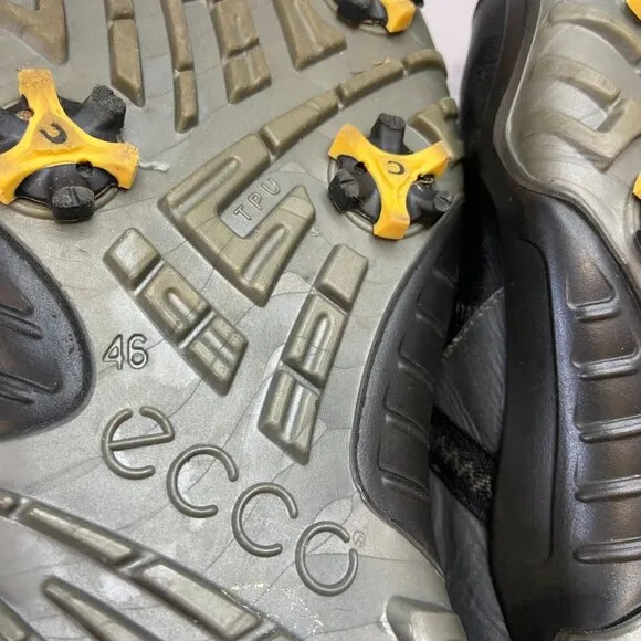 Ecco Men 46 US 12/12.5 Golf Shoes Black Leather Goretex Spiked Lace Up Sneaker