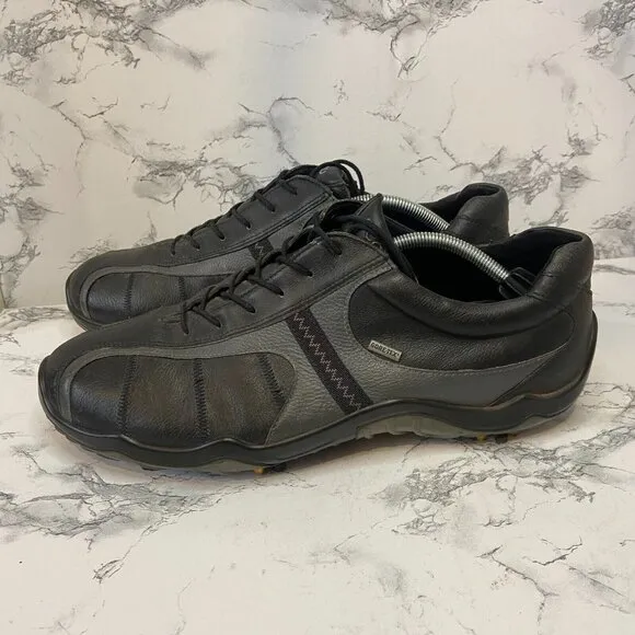 Ecco Men 46 US 12/12.5 Golf Shoes Black Leather Goretex Spiked Lace Up Sneaker