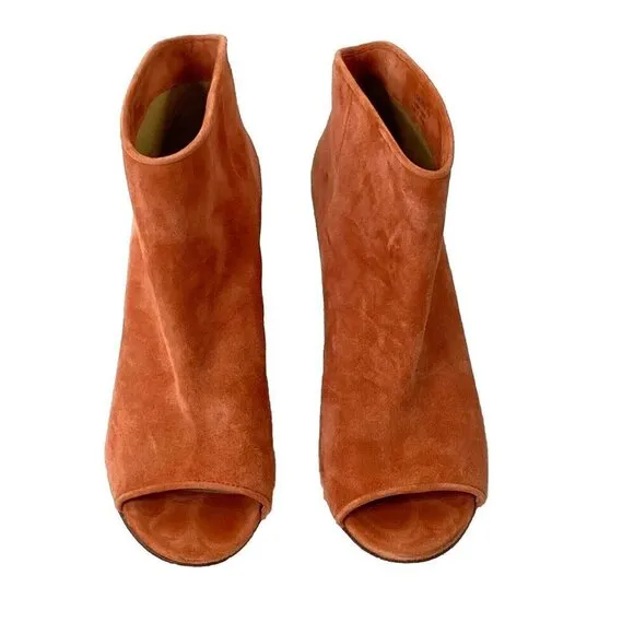 Etienne Aigner Simone Peep Toe Bootie Womens size 8 Clay Suede
