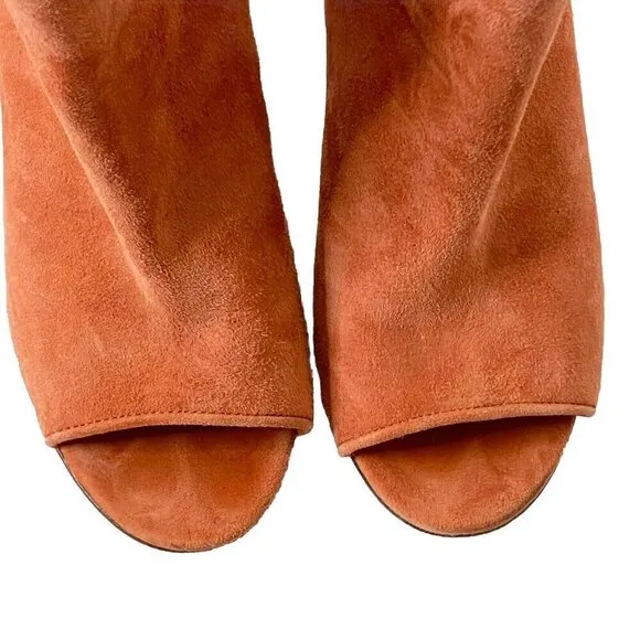 Etienne Aigner Simone Peep Toe Bootie Womens size 8 Clay Suede