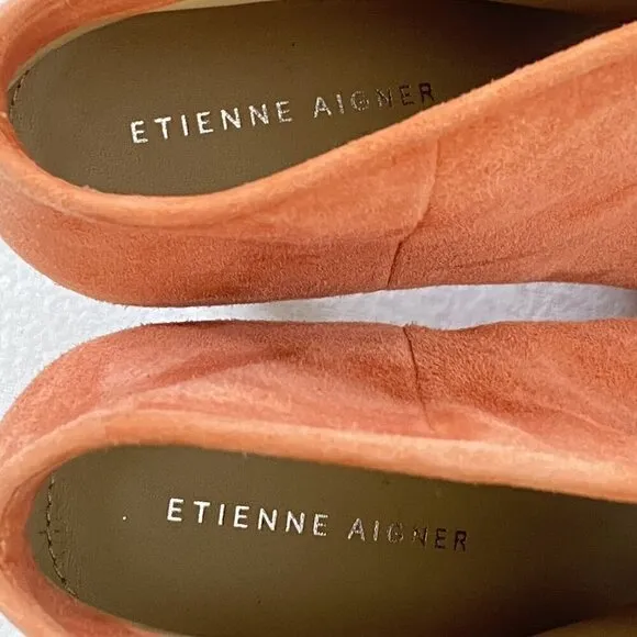 Etienne Aigner Simone Peep Toe Bootie Womens size 8 Clay Suede
