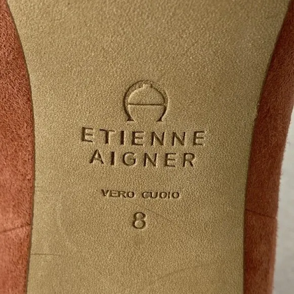 Etienne Aigner Simone Peep Toe Bootie Womens size 8 Clay Suede