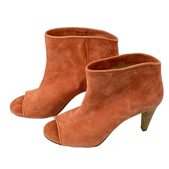 Etienne Aigner Simone Peep Toe Bootie Womens size 8 Clay Suede