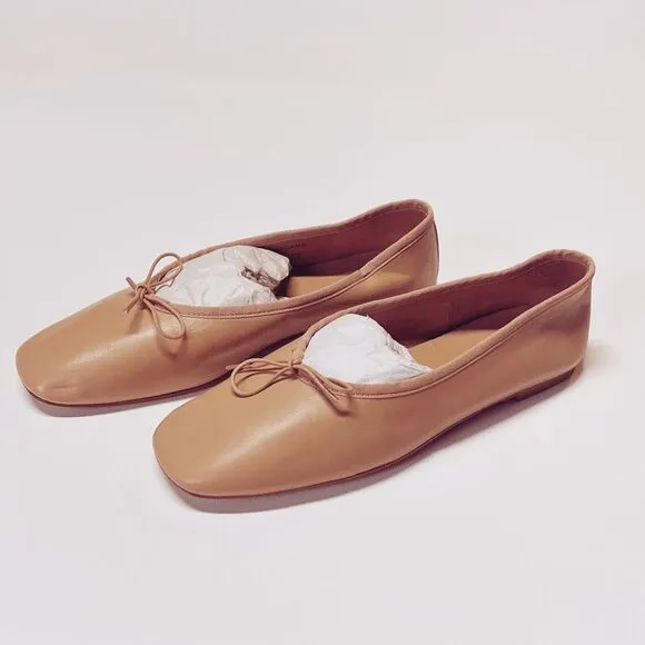 Everlane The Day Ballet Flat in Blush Tan Leather Shoes Size 8 New