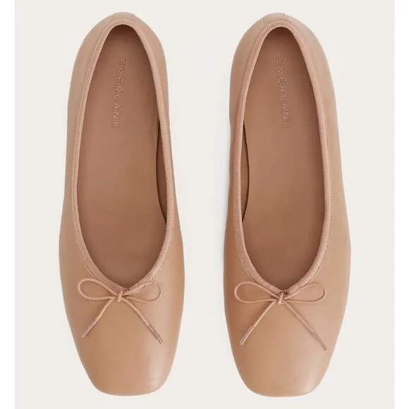 Everlane The Day Ballet Flat in Blush Tan Leather Shoes Size 8 New