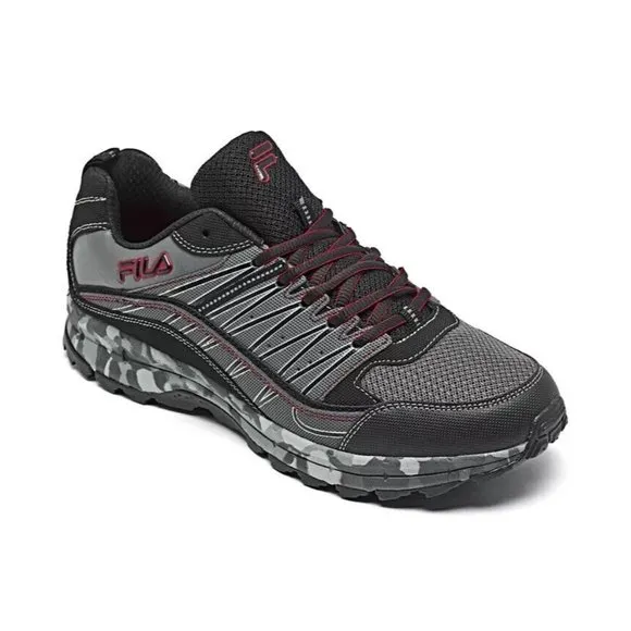Fila Evergrand TR 12 Men's Trail Running Shoes Camo Black Red Sz 11 US EUC