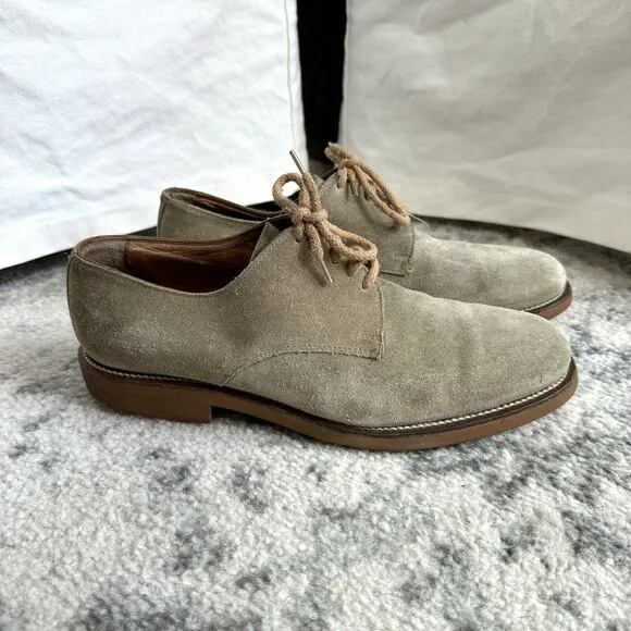 Franceschetti Tan Suede Leather Oxford Shoes 44 Handmade For Barneys NY Brown