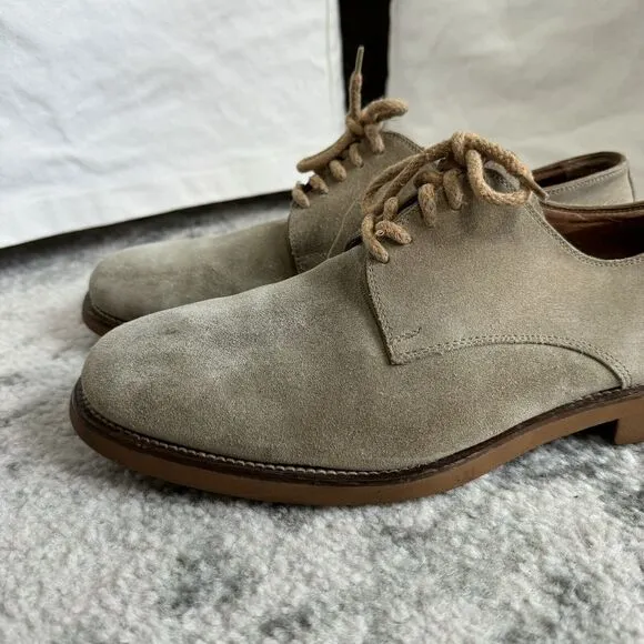 Franceschetti Tan Suede Leather Oxford Shoes 44 Handmade For Barneys NY Brown