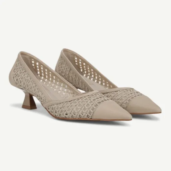 Franco Sarto Darcy Pump In Alabaster Beige Faux Raffia