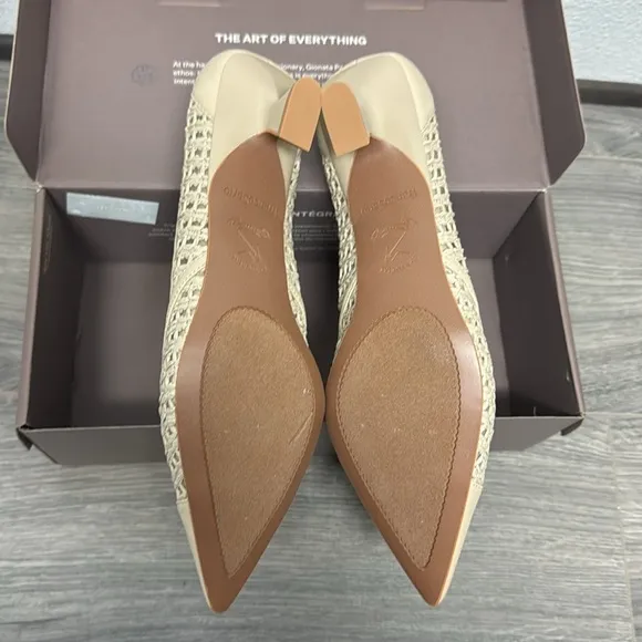 Franco Sarto Darcy Pump In Alabaster Beige Faux Raffia