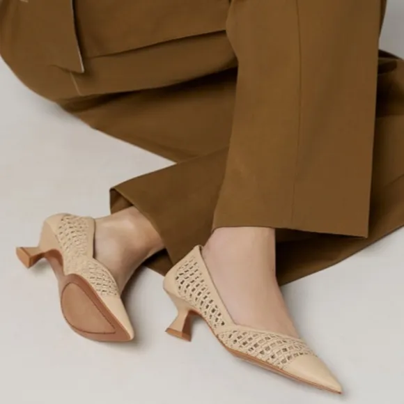 Franco Sarto Darcy Pump In Alabaster Beige Faux Raffia