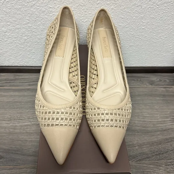 Franco Sarto Darcy Pump In Alabaster Beige Faux Raffia