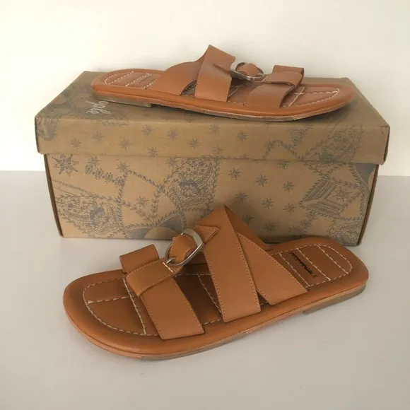 Free People Sloan Buckle Sandals Cinnamon Clay Leather NIB Size 8
