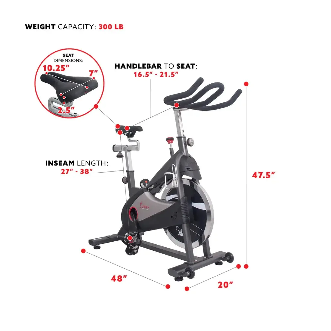 GP Pro Sun Clipless Pedal Exercise Bike Premium Chain Drive Indoor Cycling - Lifetime warranty*
