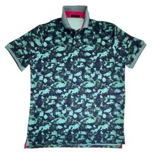 Greyson Performance Golf Polo Shirt Size XL Navy Green Camo Floral SS Preppy