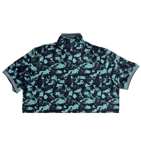 Greyson Performance Golf Polo Shirt Size XL Navy Green Camo Floral SS Preppy