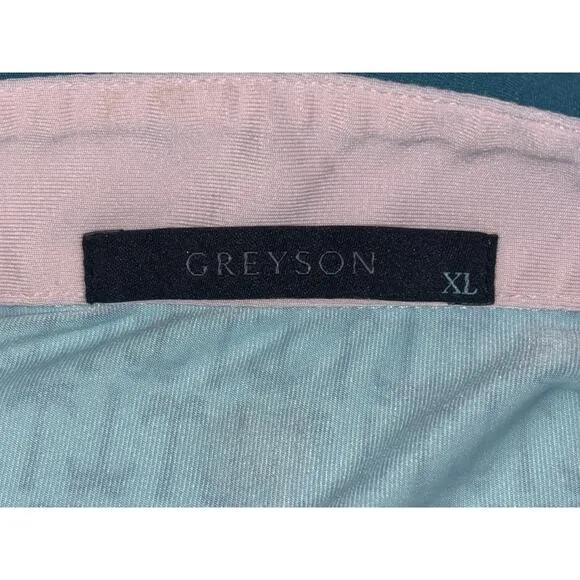 Greyson Performance Golf Polo Shirt Size XL Teal Palm Tree Short Sleeves Preppy