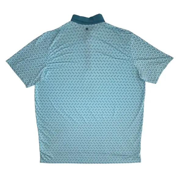 Greyson Performance Golf Polo Shirt Size XL Teal Palm Tree Short Sleeves Preppy