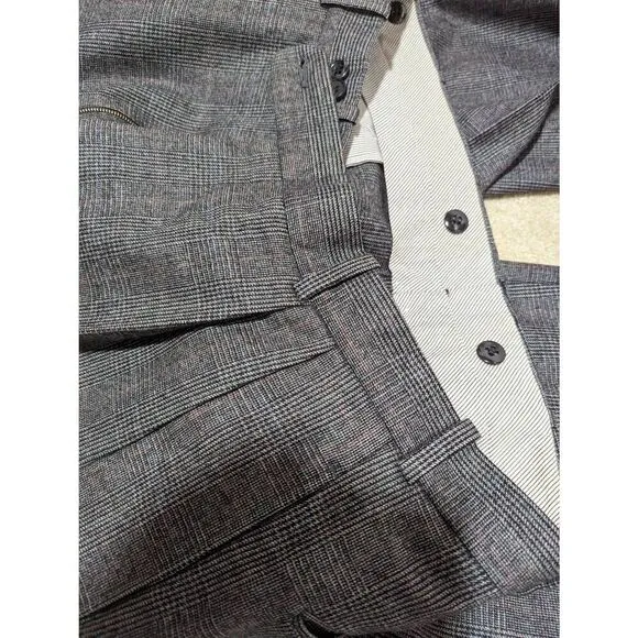 H. Freeman &amp; Son Men's Gray 2 Piece Single Breasted Plaid Wool Pant Suit Size 40
