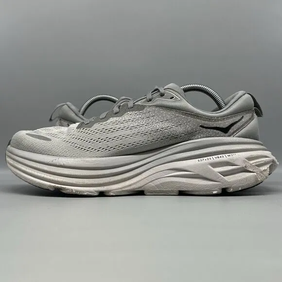 Hoka Bondi 8 Shoes Men's 9.5 D Sharkskin Harbor Mist Road Jogging Trainer
