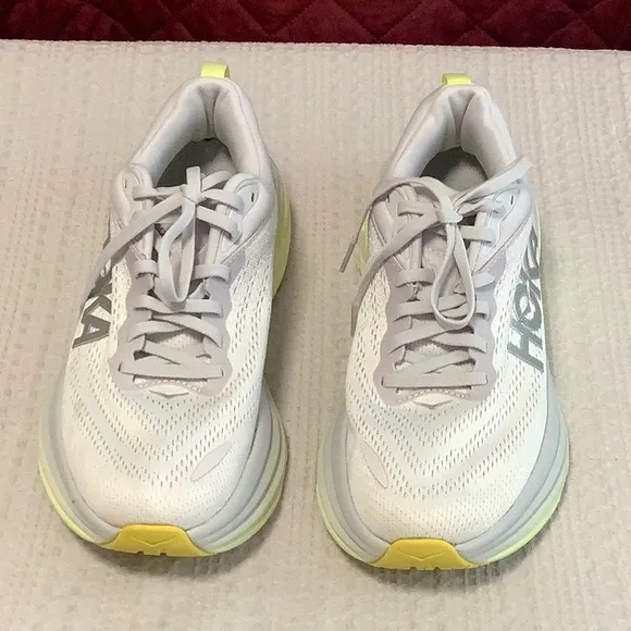Hoka Bondi 8 White and Yellow Sz 8