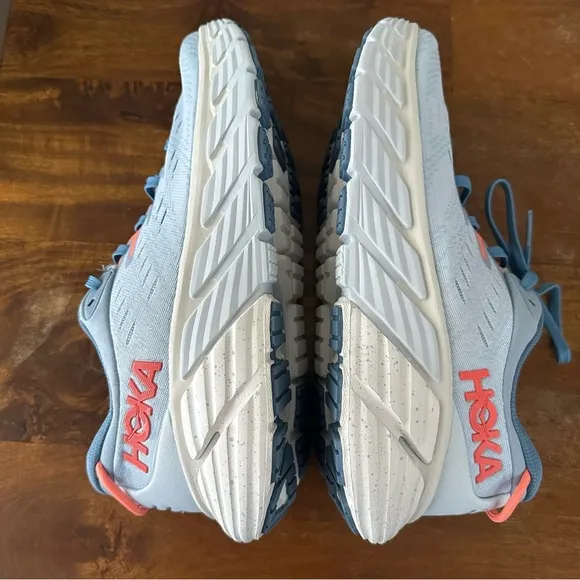 Hoka Gaviota 4 Athletic Shoes in Light Blue Gray and Coral ladies 9B NWOB