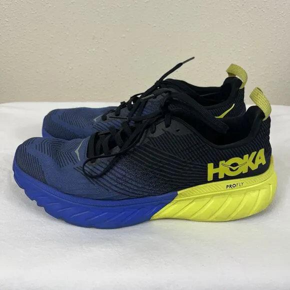 Hoka Mach 3 PROFLY Road Running Shoes Mens Size 10 Blue Yellow