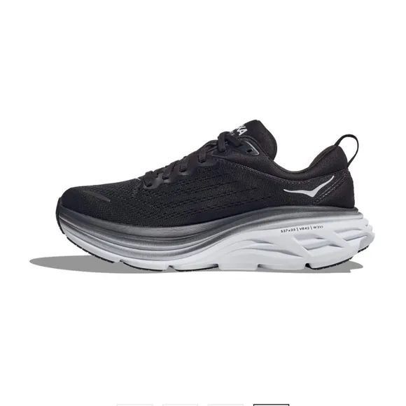 HOKA Men's Bondi 8 Black &amp; White Athletic Shoes Sneakers Size 11D NEW