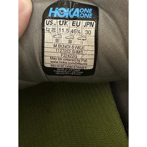 Hoka One One Bondi 12 Wide (2E) 1127953/SHMS Men's Running Shoes Superfeet Soles