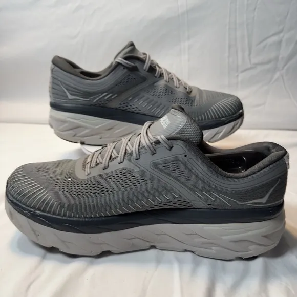 Hoka One One Bondi 7 Men 10.5 Sharkskin Gray Running Shoes Cushioned Trainer