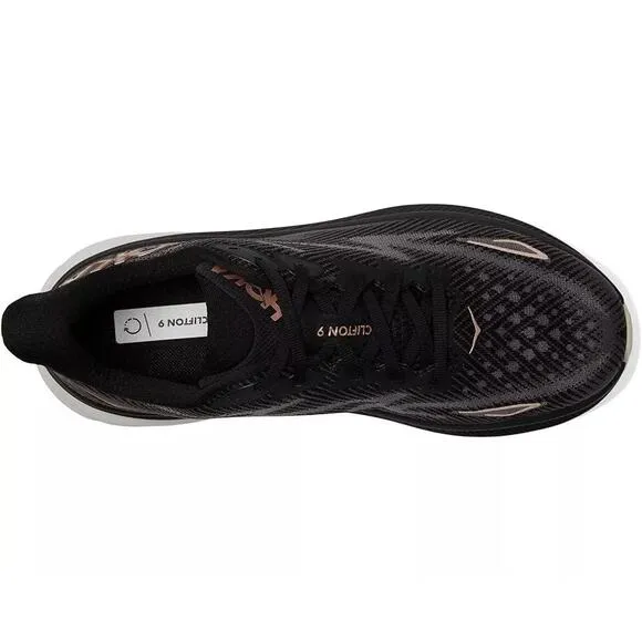 Hoka One One Clifton 9 Women's Running Shoes Sneakers Black/White Size 8D