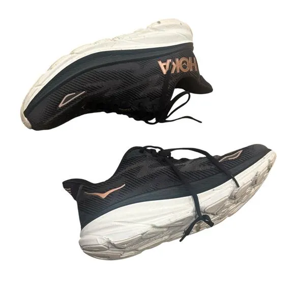 Hoka One One Clifton 9 Women's Running Shoes Sneakers Black/White Size 8D